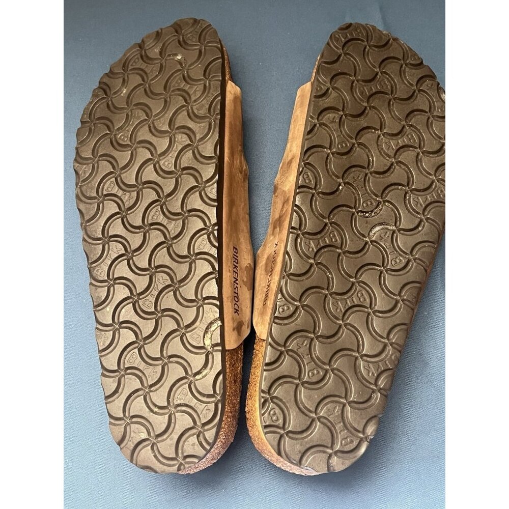 Birkenstock 3 Strap Brown Leather Slip On Sandals L9 M7 Womens 9 Mens 7 BIRKS - Picture 6 of 6
